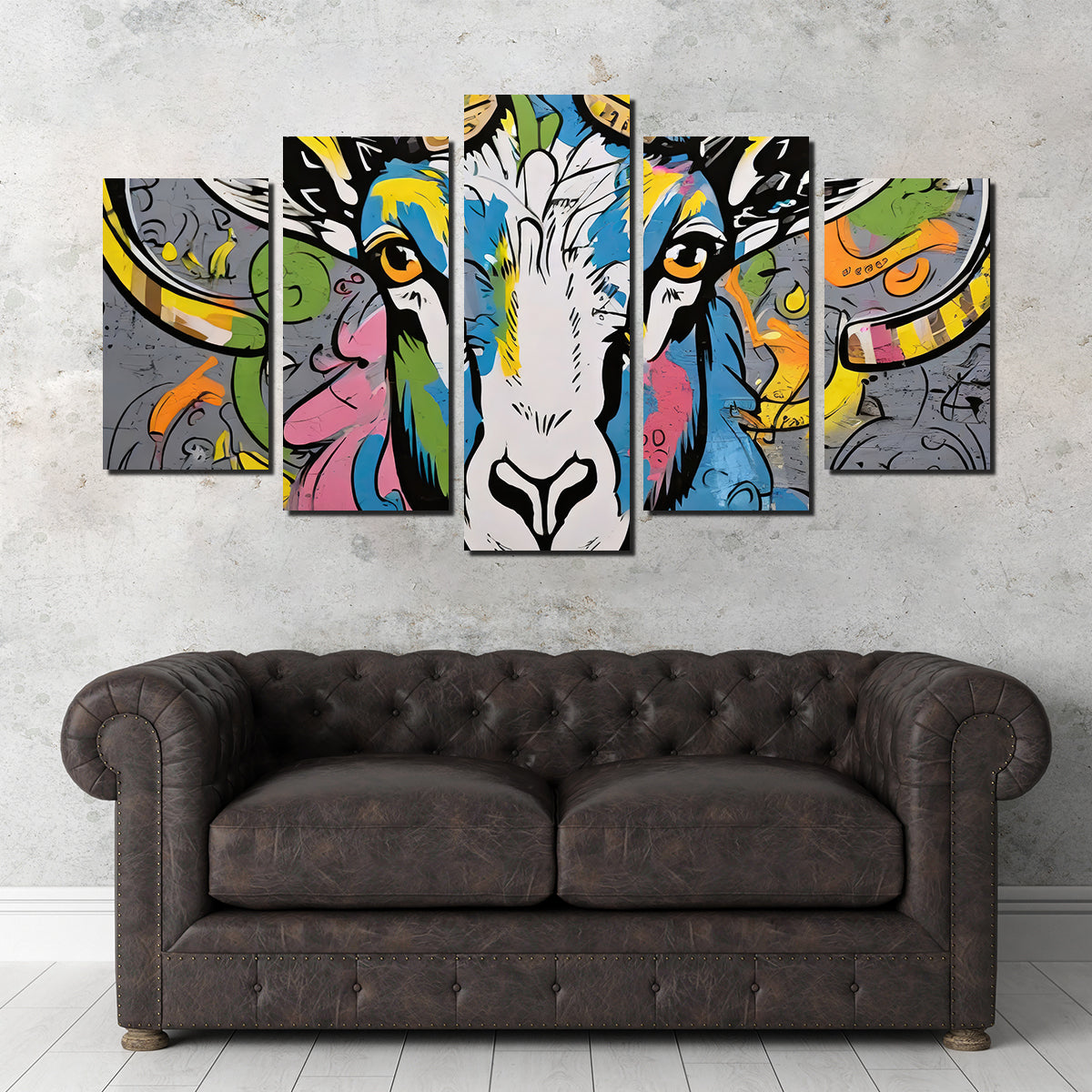 Stunning Bighorn Sheep Graffiti Wall Art by Stephen Chambers