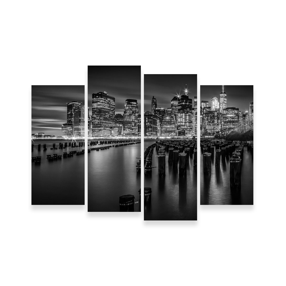 Stunning Monochrome Manhattan Skyline at Sunset Wall Art for Your Home Decor