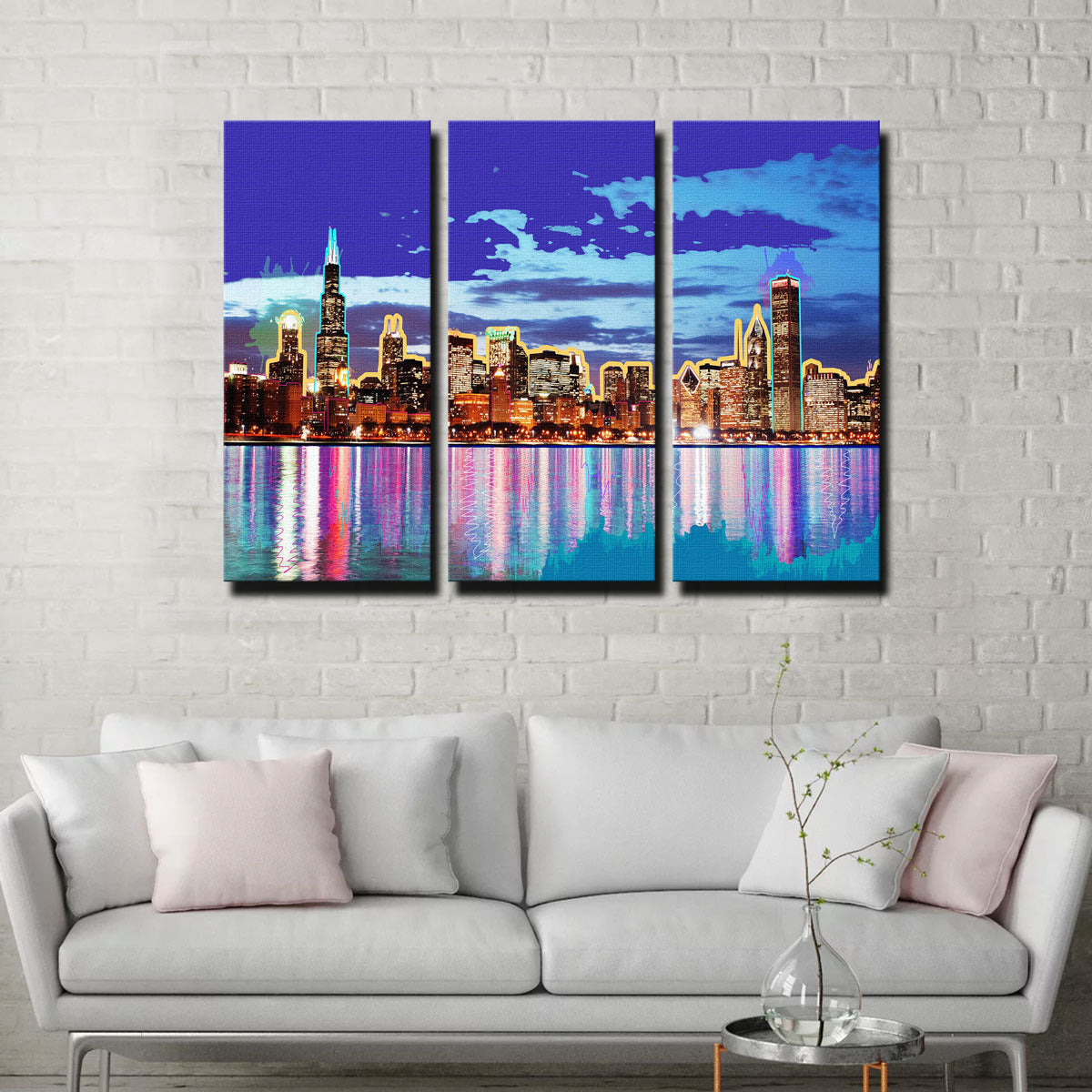 Stunning Neon Chicago Skyline Wall Art for Modern Decor