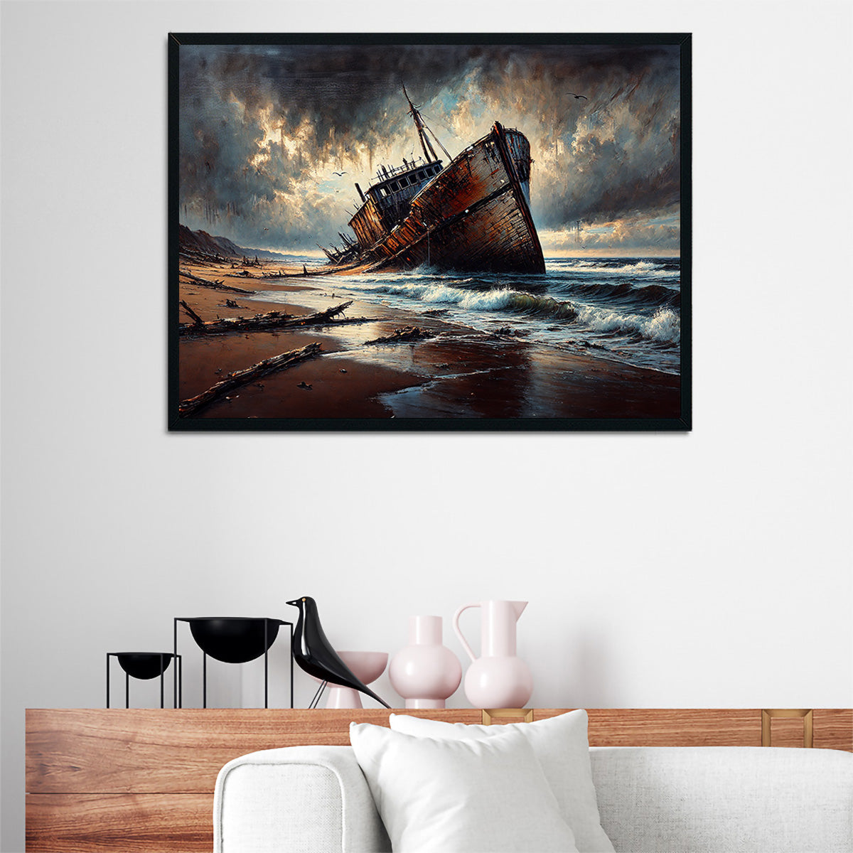 Exquisite Shipwreck Canvas Print for Wall Decor