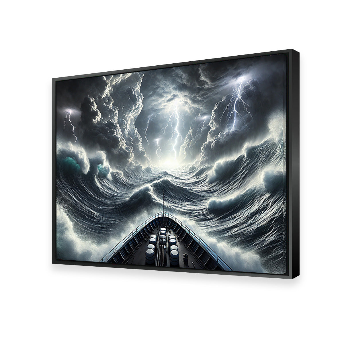 Stunning Ship Deck View of a Fierce Storm Art Print