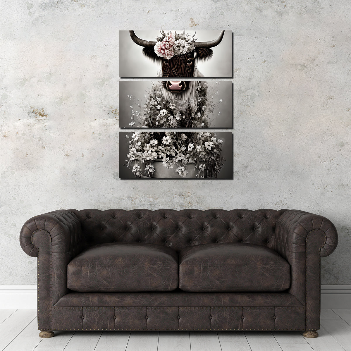 Charming Shabby Highland Cow Wall Art by Dina Rolle