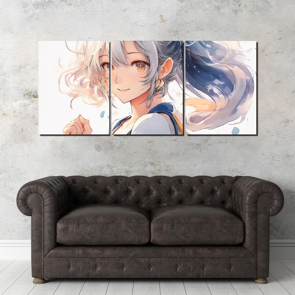Stunning Anime Girl Print in White