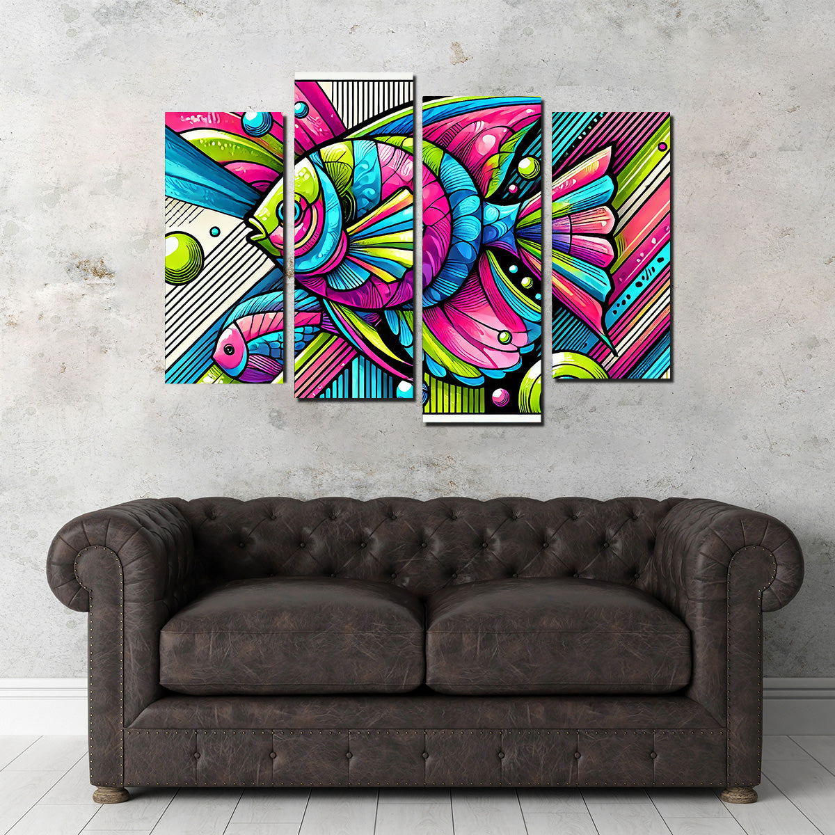 Eye - Catching Neon Pop Art Fish Wall Art for Stunning Decor