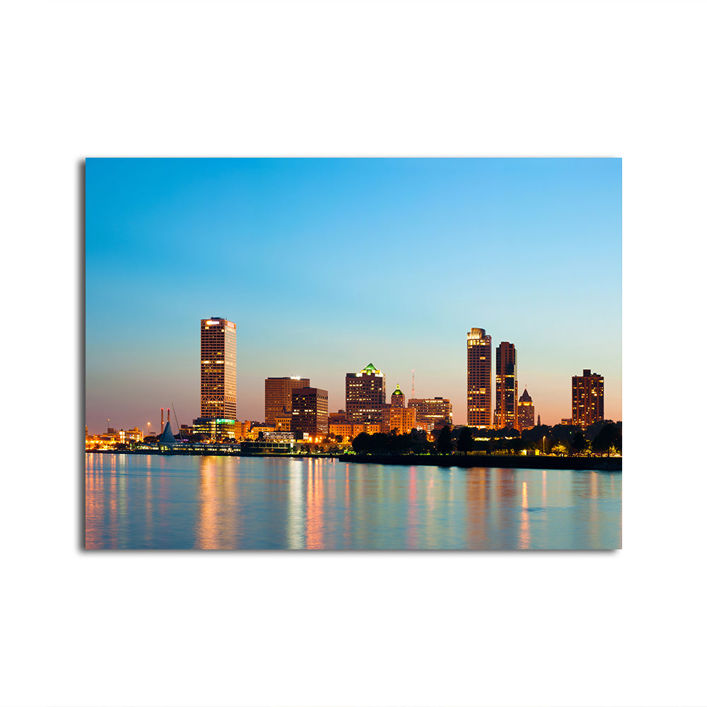 Breathtaking Milwaukee Skyline at Twilight Wall Art for Stunning Decor