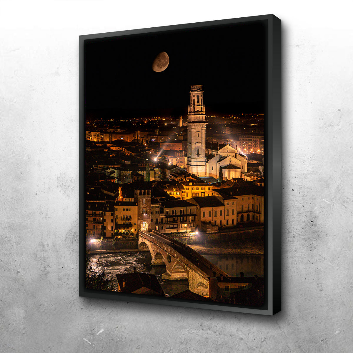Stunning Ponte Pietra by Night Wall Art - A Captivating Piece by Stefano Baltieri