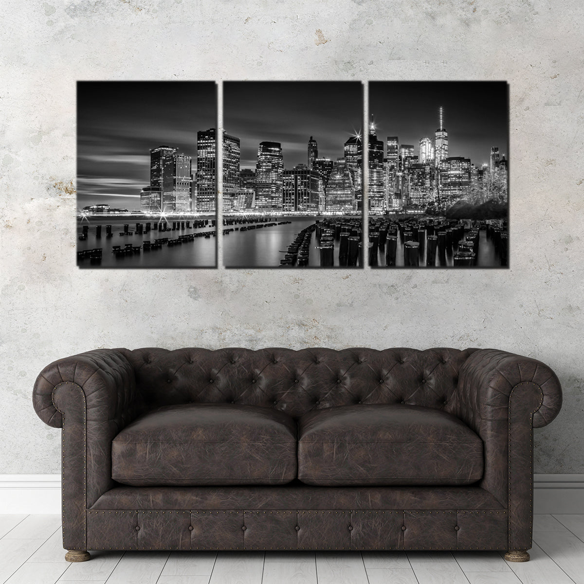 Stunning Monochrome Manhattan Skyline at Sunset Wall Art for Your Home Decor