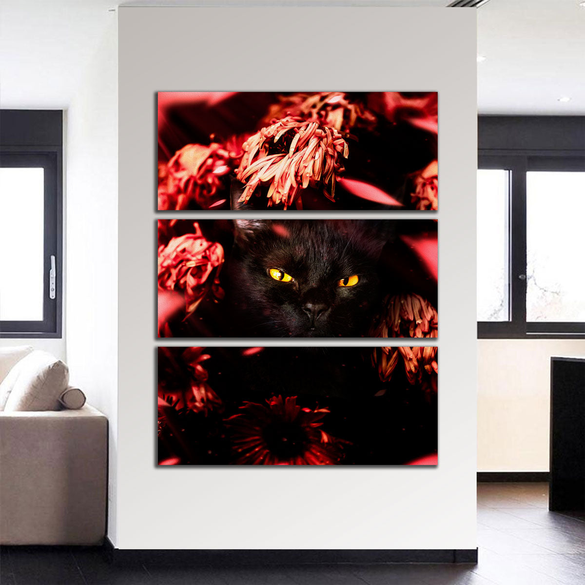 Stunning Cat Black Petals Wall Art by Manuel Luces