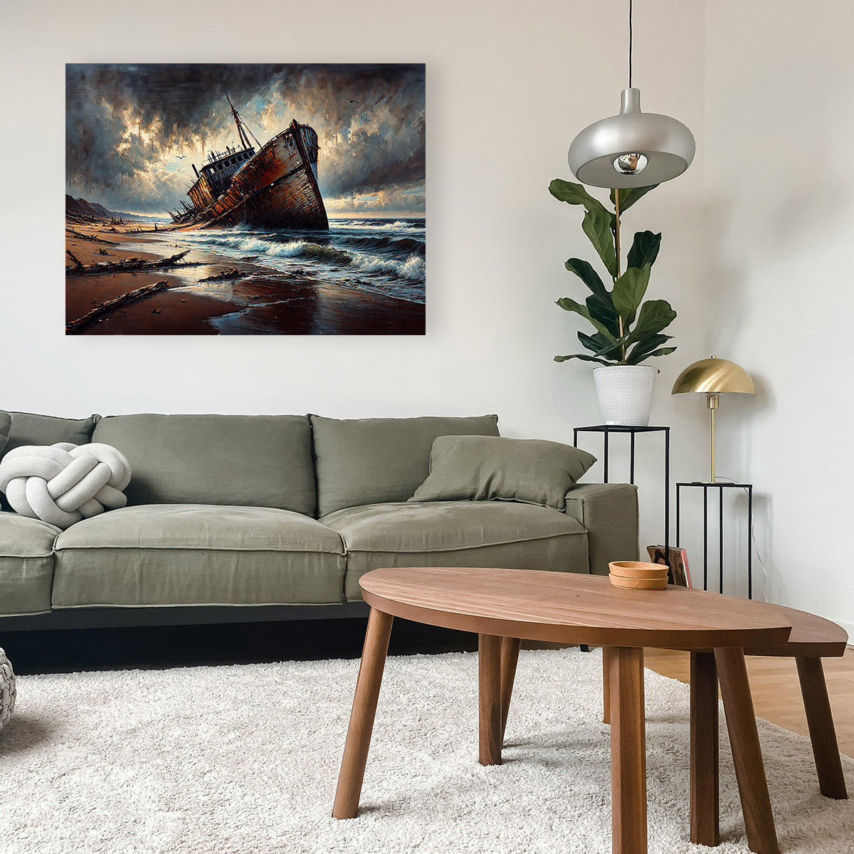 Exquisite Shipwreck Canvas Print for Wall Decor