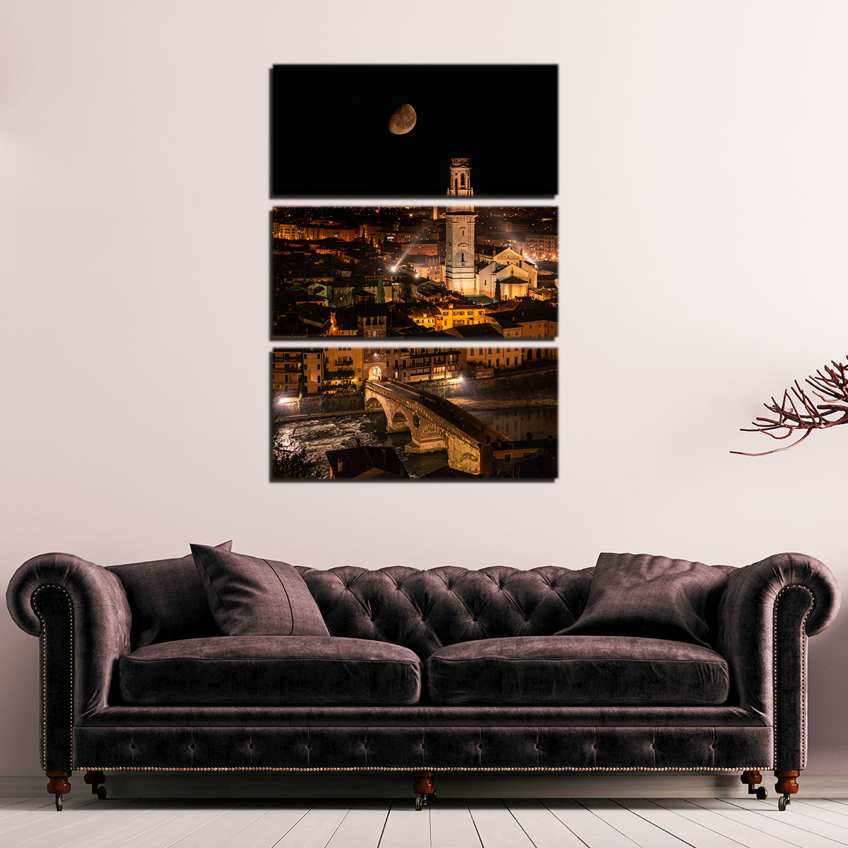 Stunning Ponte Pietra by Night Wall Art - A Captivating Piece by Stefano Baltieri
