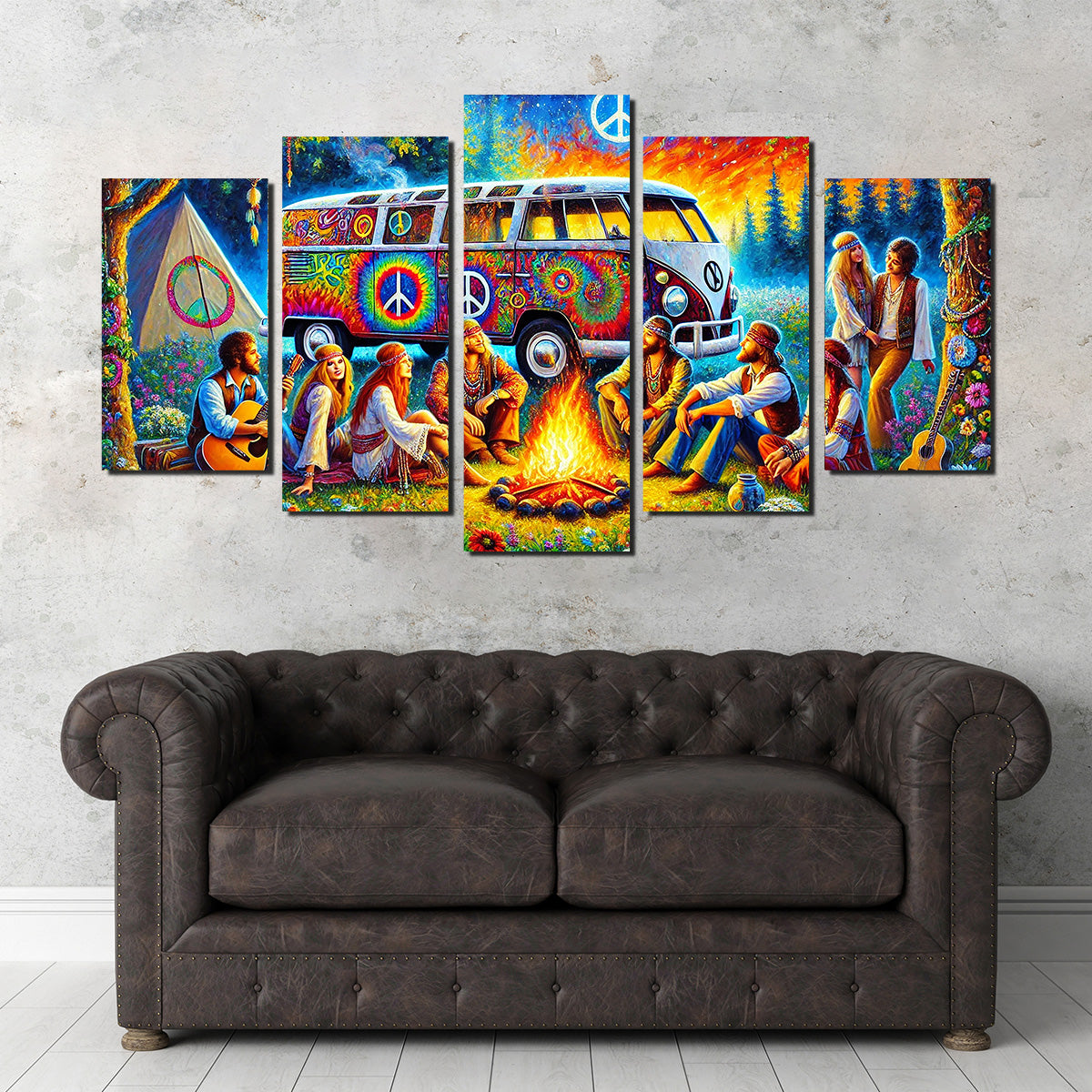Unique Hippie Campfire Wall Art for Stunning Home Decor