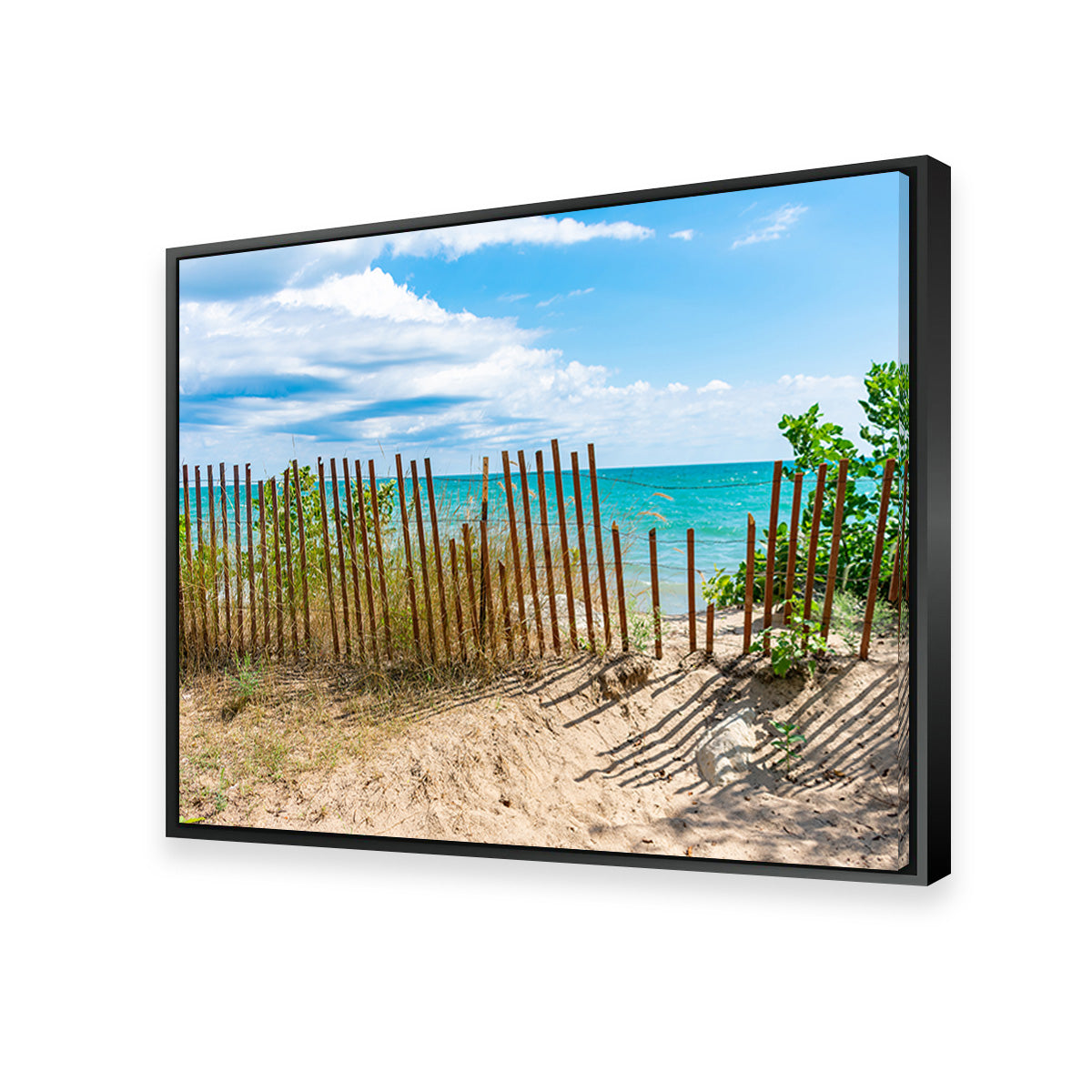 Stunning Shoreline with Fence in Evanston Wall Art for Your Home Decor