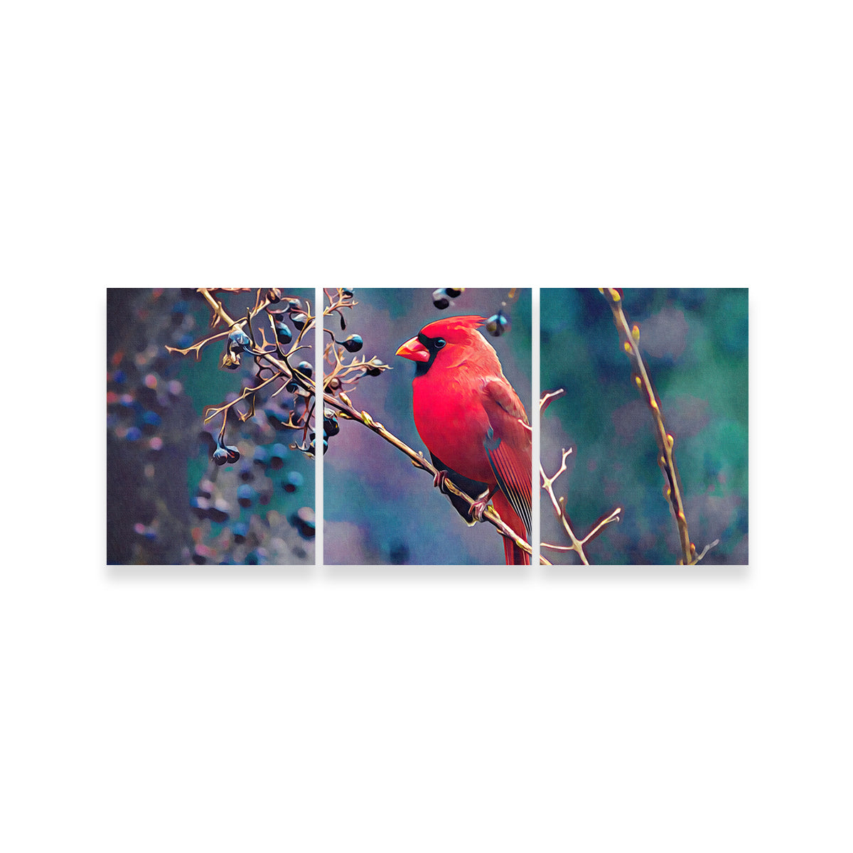 Stunning Cardinal and Berries Wall Art by Denise Dundon