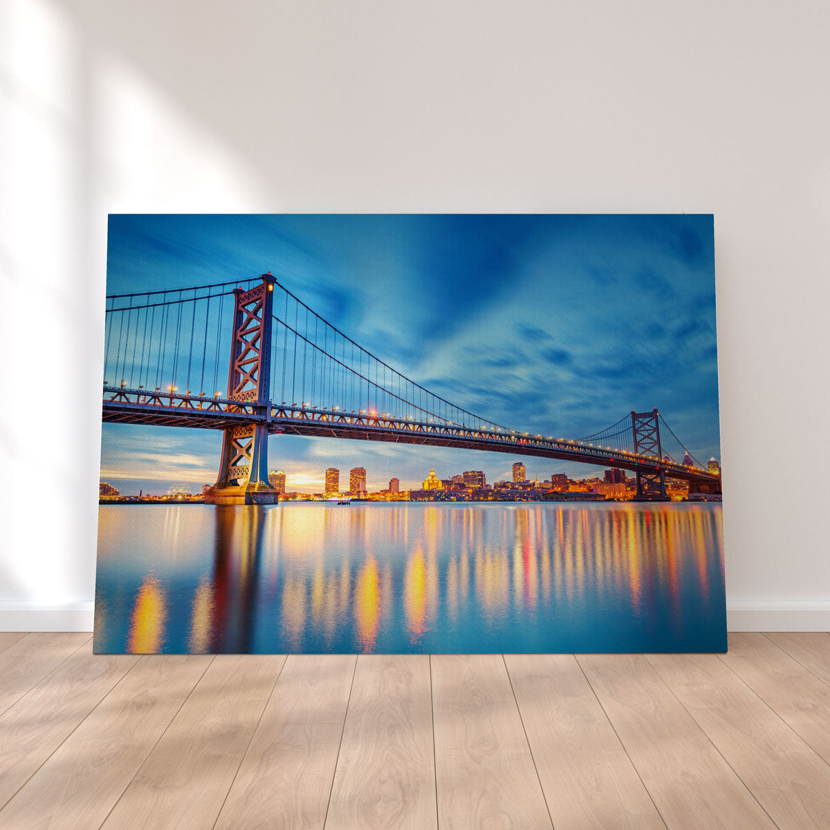 Ben Franklin Bridge Wall Art - Premium Sustainable Pine Wood Framed Canvas