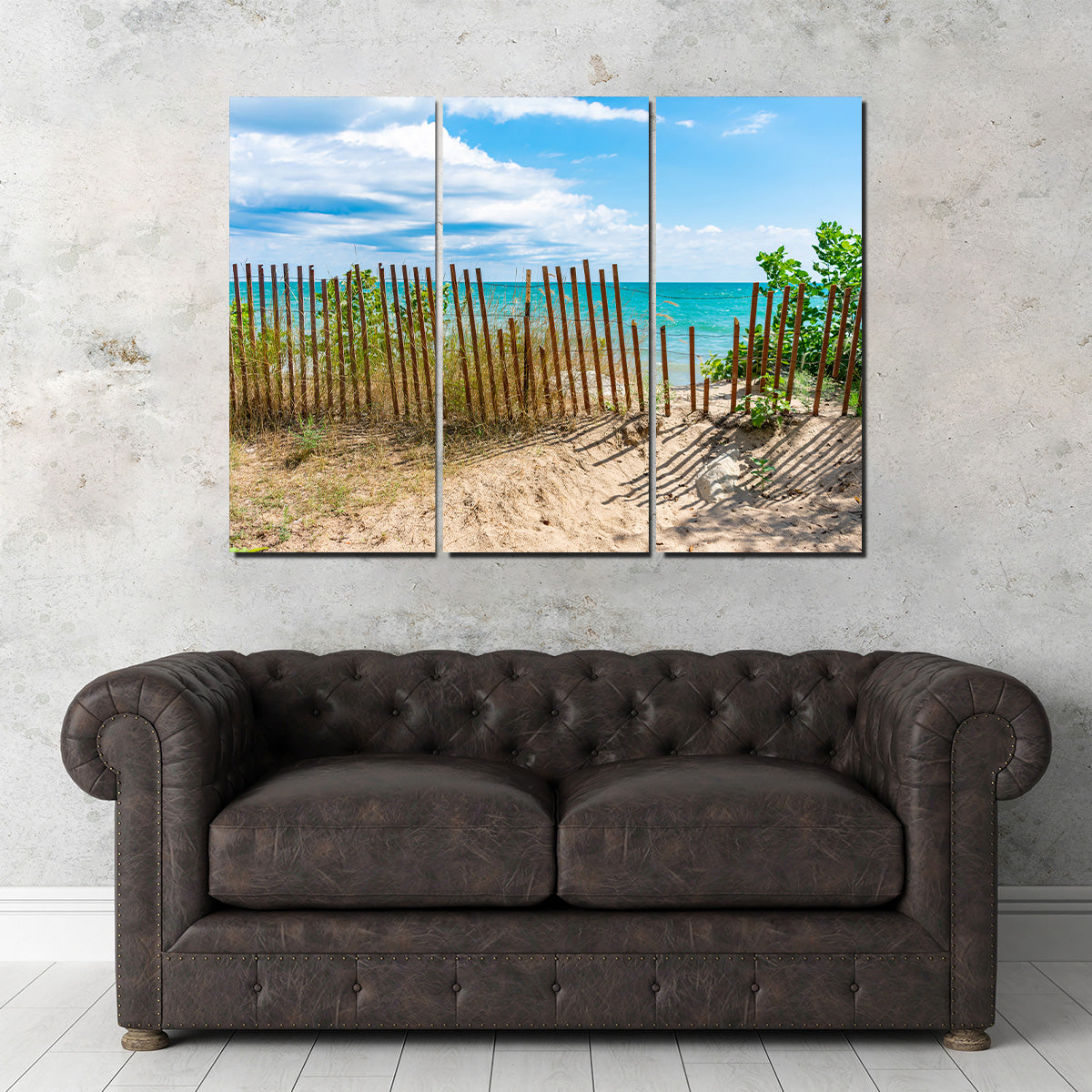 Stunning Shoreline with Fence in Evanston Wall Art for Your Home Decor