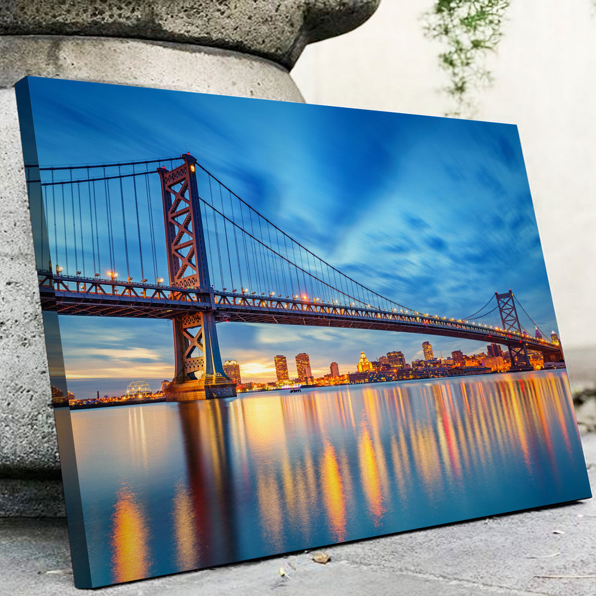 Ben Franklin Bridge Wall Art - Premium Sustainable Pine Wood Framed Canvas