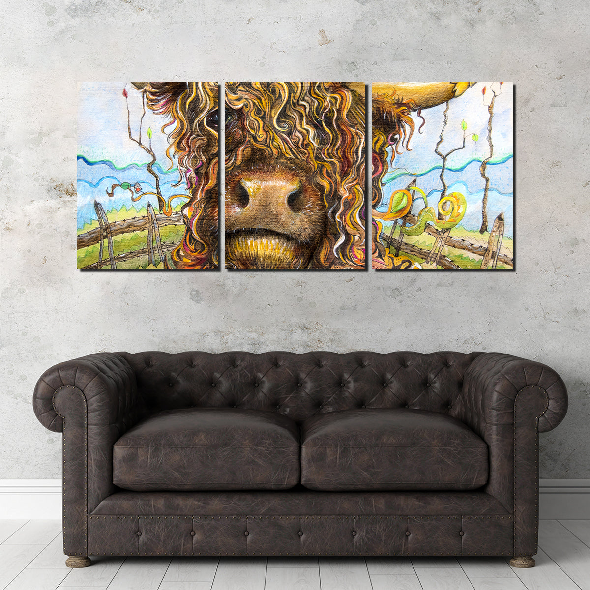 Exquisite Highland Cow Art Canvas Wall Art for Home Decor