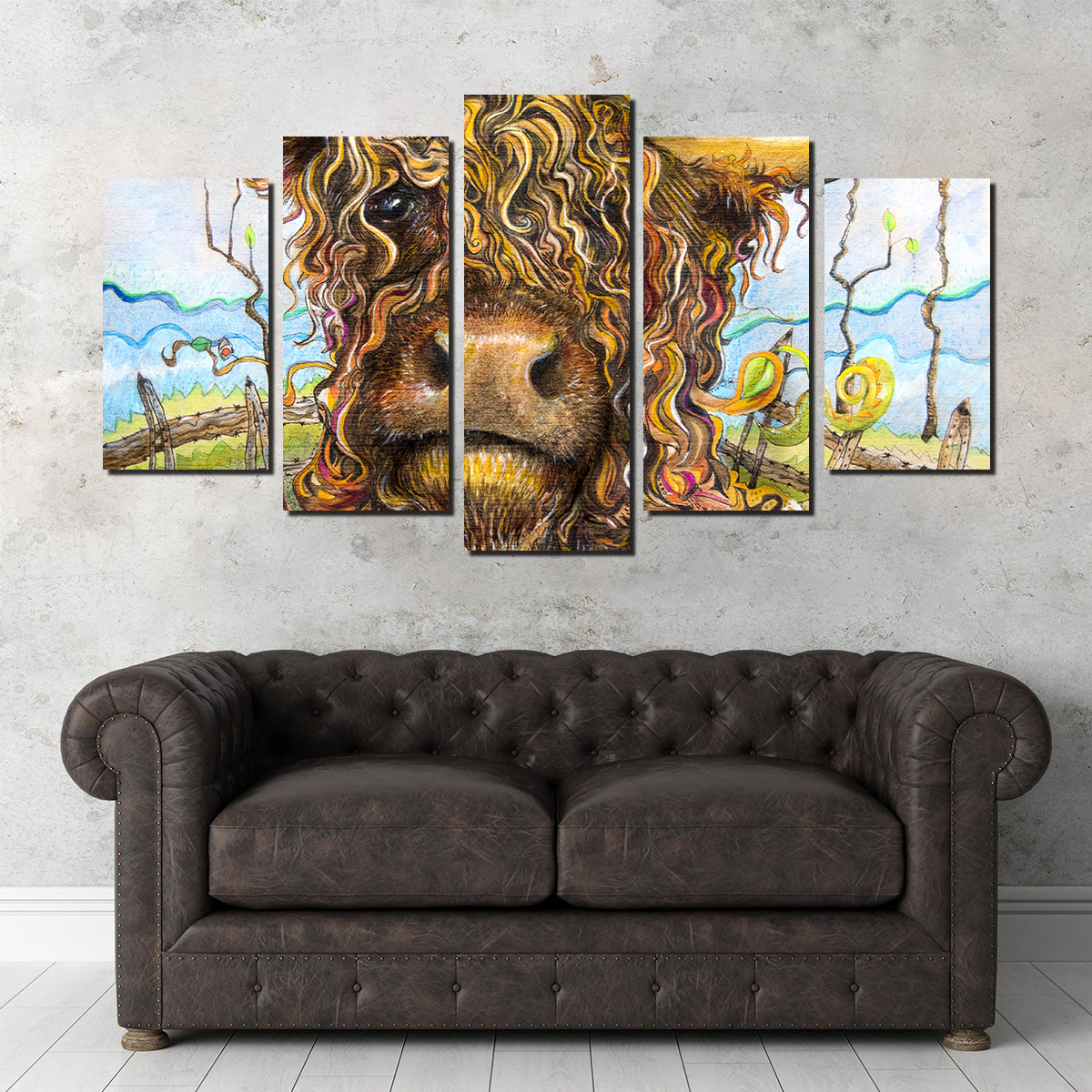 Exquisite Highland Cow Art Canvas Wall Art for Home Decor