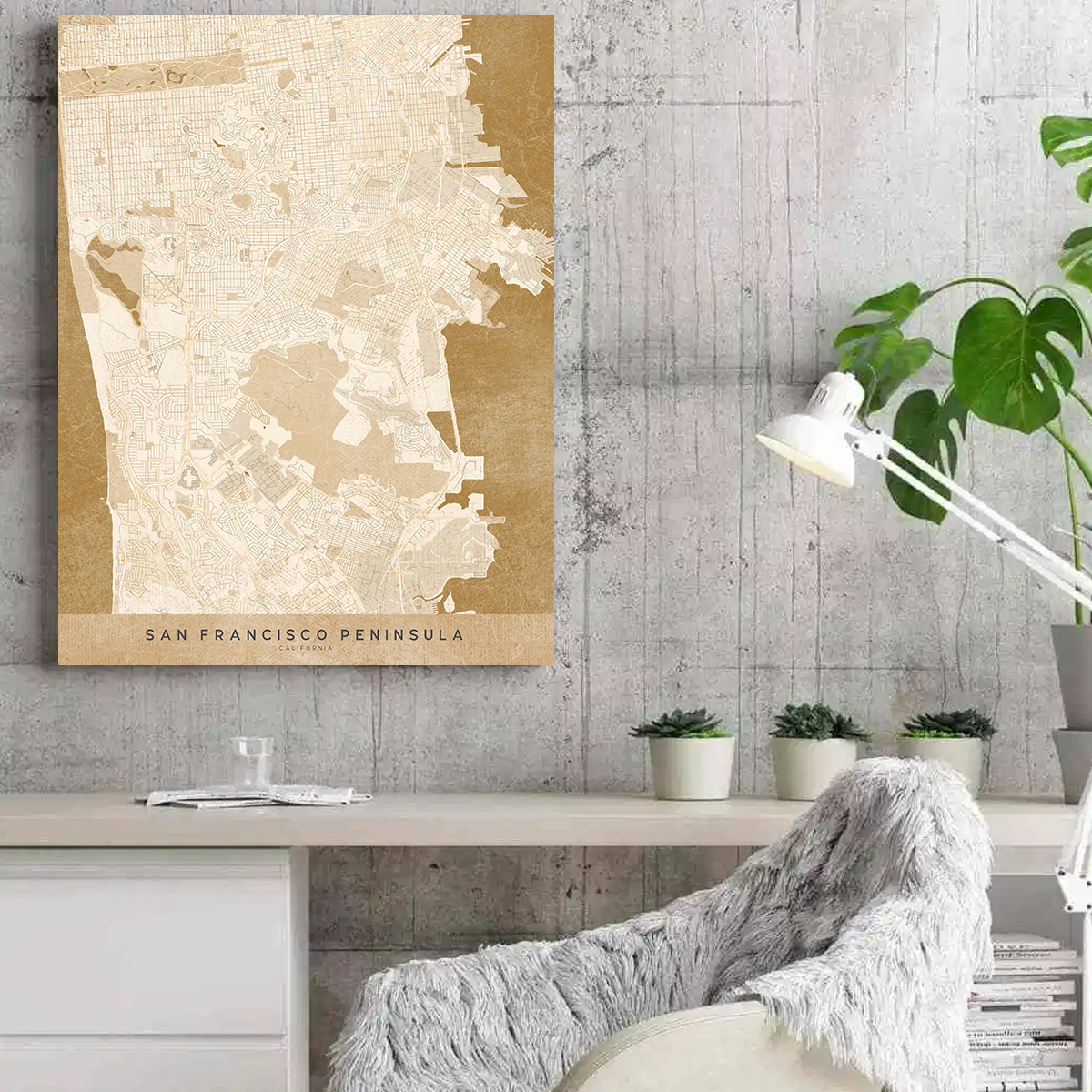 Stunning Sepia San Francisco Peninsula Wall Art by Blursbyai