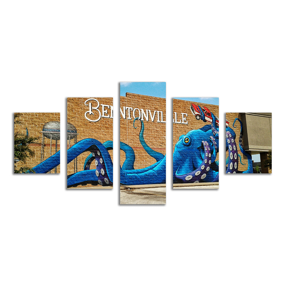 Stunning Bentonville Blue Octopus Mural Wall Art for Home Decor