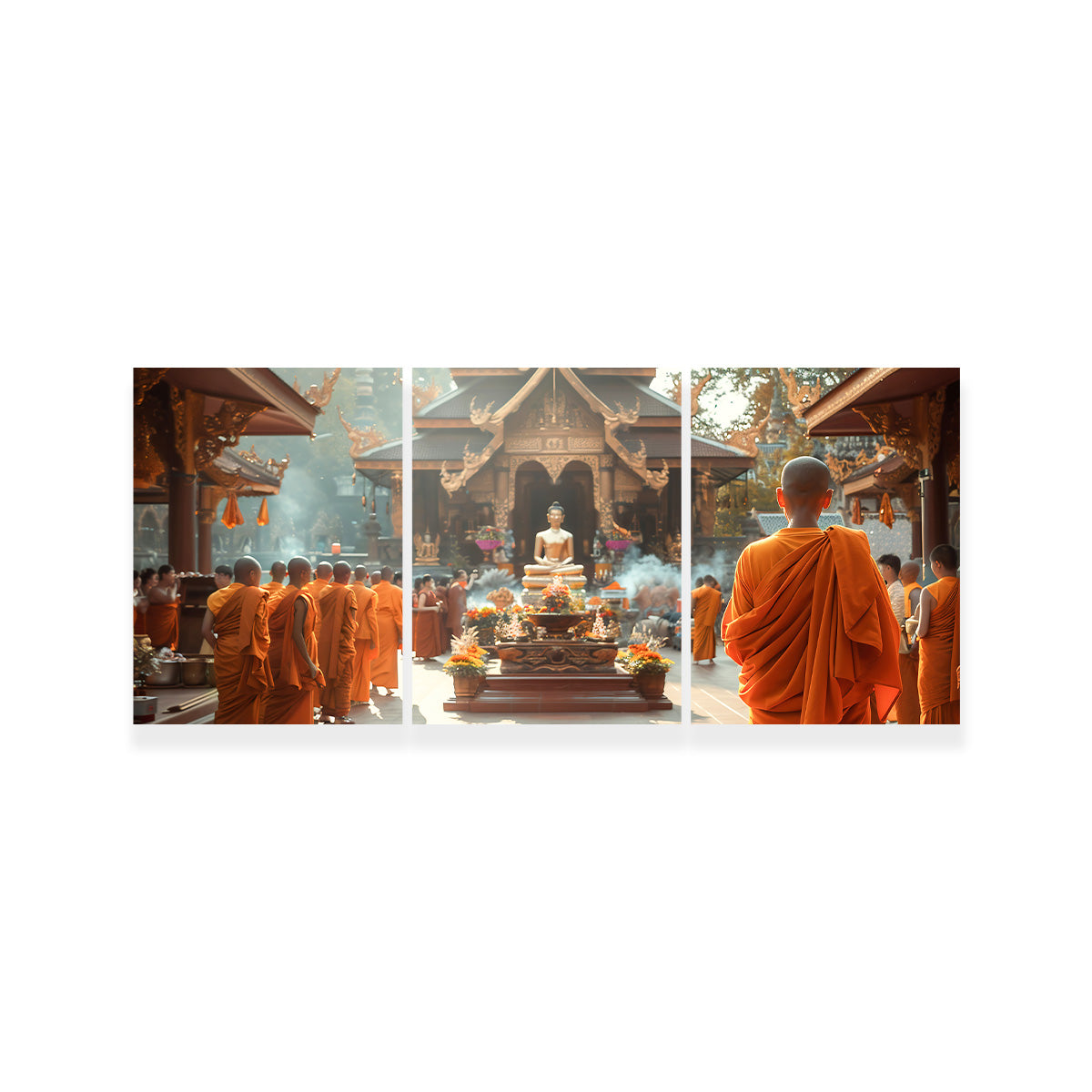 Exquisite Monks in Saffron Robes Wall Art