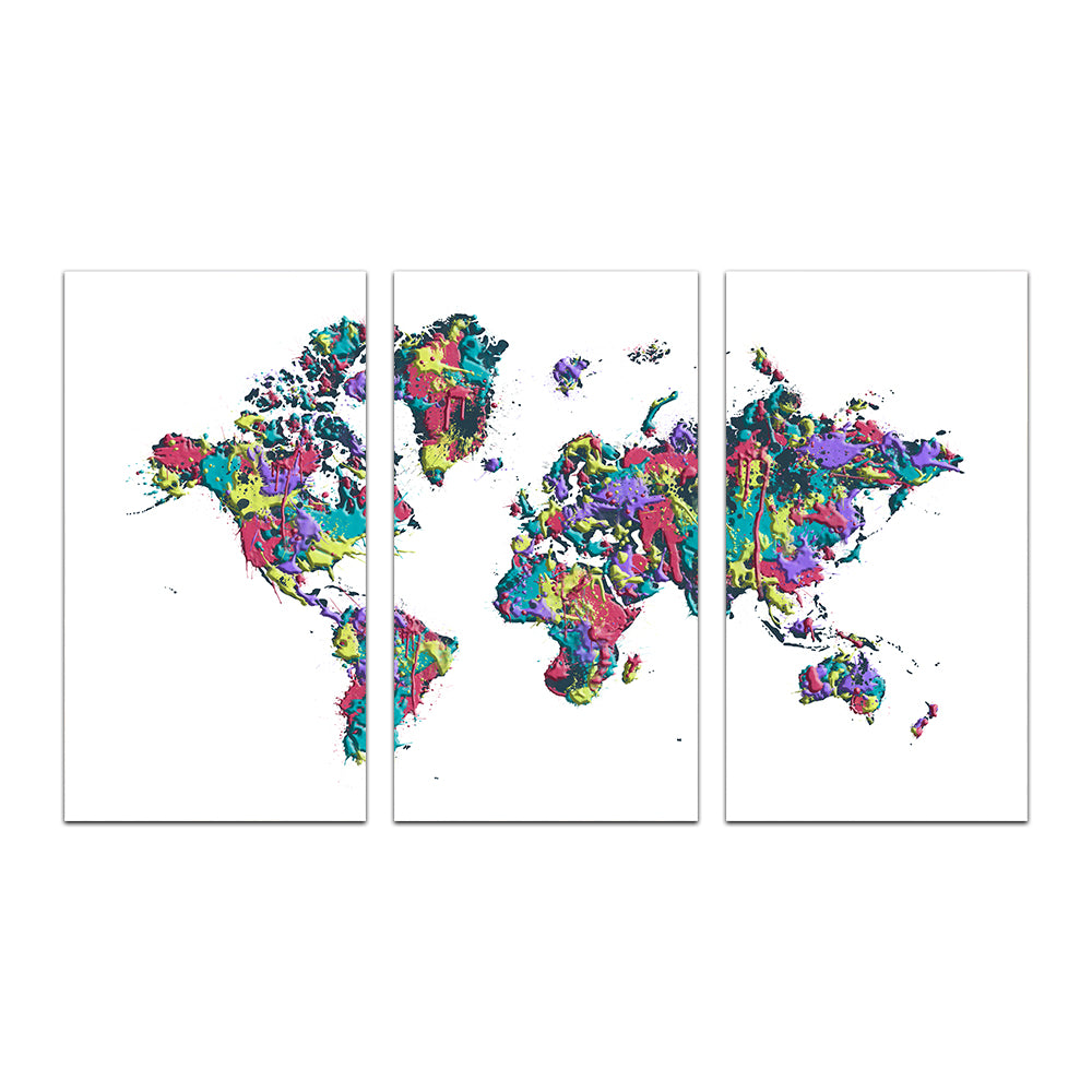 Stunning Pop Art White World Map Wall Art by Melanie Viola