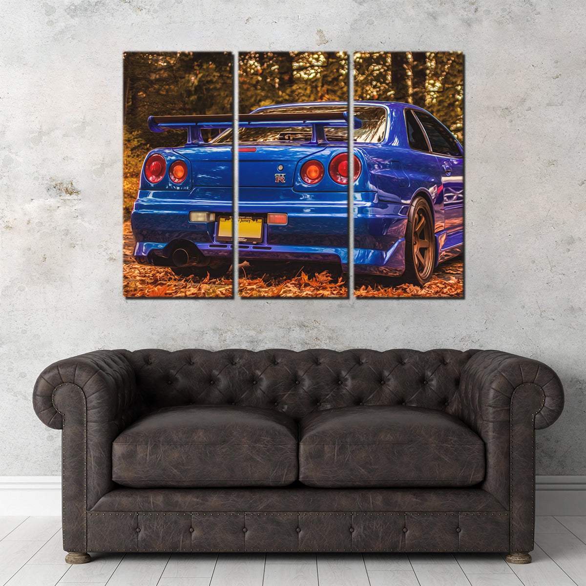 Stunning Nissan Skyline R34 Blue Wall Art - Ideal for Car Enthusiasts