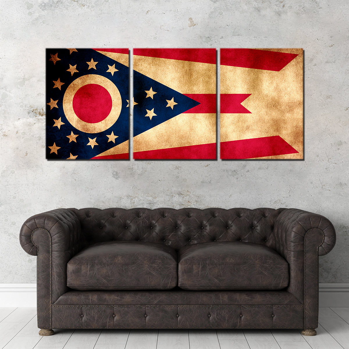 Vintage Ohio State Flag Grunge Wall Art for Stunning Home Decor