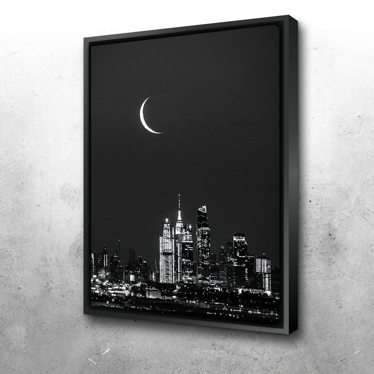 Enchanting 'Caught Between Moon and NYC' Wall Art by Dennis Maida