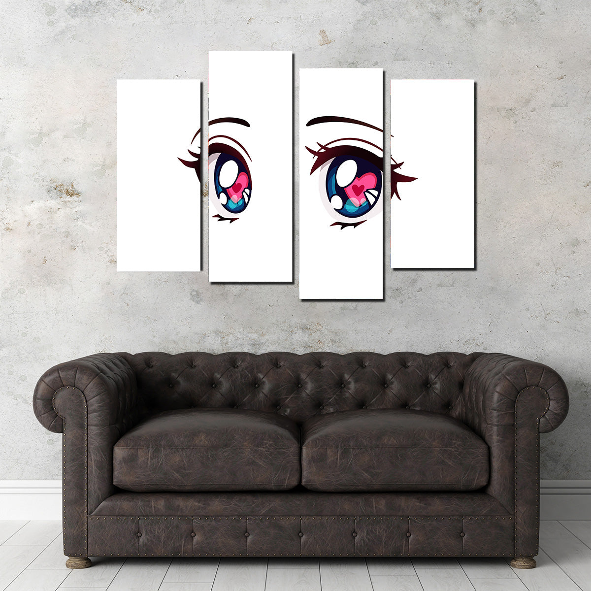 Captivating Anime Style Big Blue Eyes Wall Art