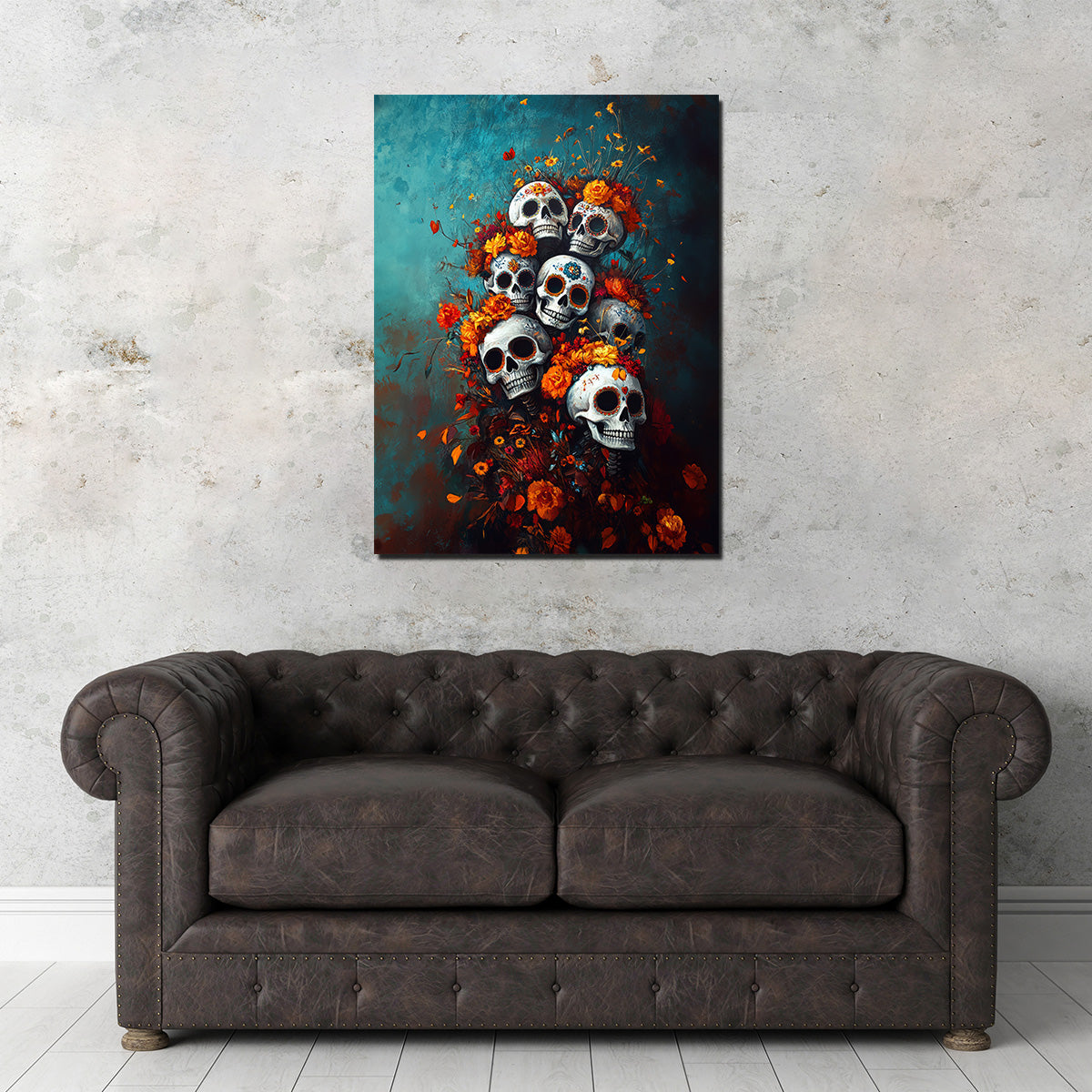 Stunning Skulls with Flowers Wall Art for a Unique Decor