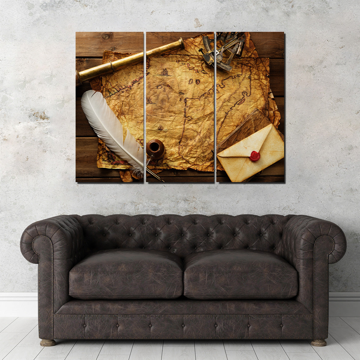 Captain's Quarters Premium Wall Art - Sustainable Pine Wood Framed Canvas
