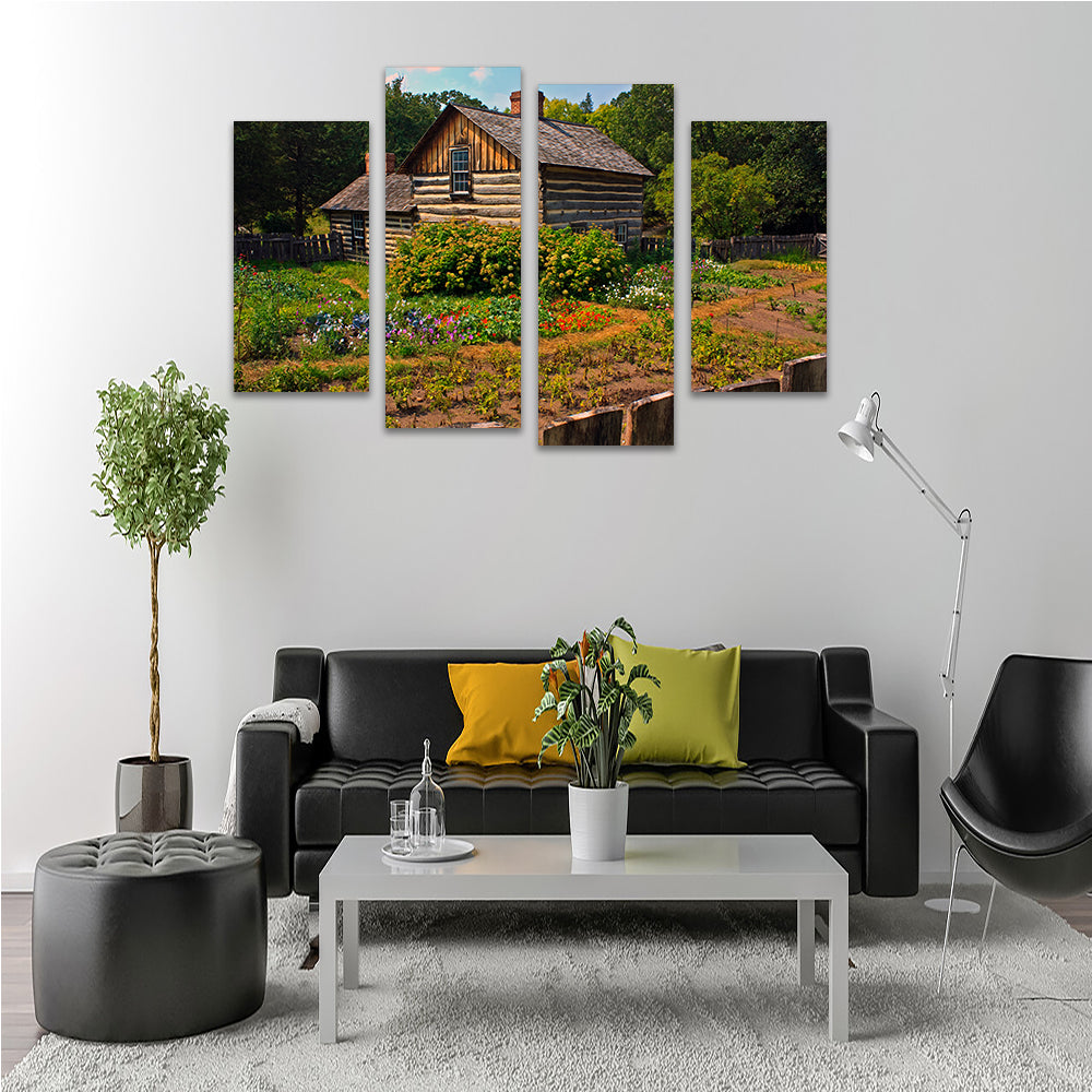 Pedersen House And Garden Wall Art - Sustainable Kiln - Dried Pine Framed Canvas