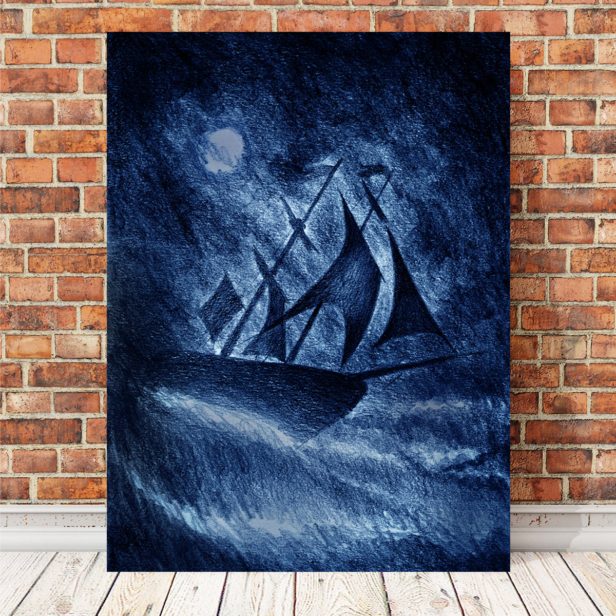 Stunning Ship on the Storm Waves Wall Art for Home Decor