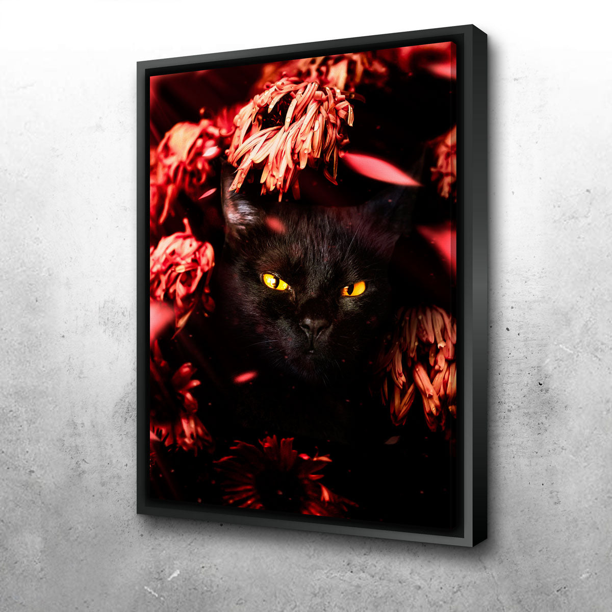 Stunning Cat Black Petals Wall Art by Manuel Luces