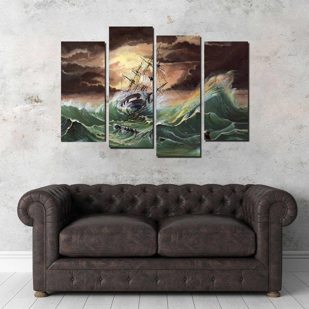 Stunning Ship in Storm Wall Art for Striking Home Decor