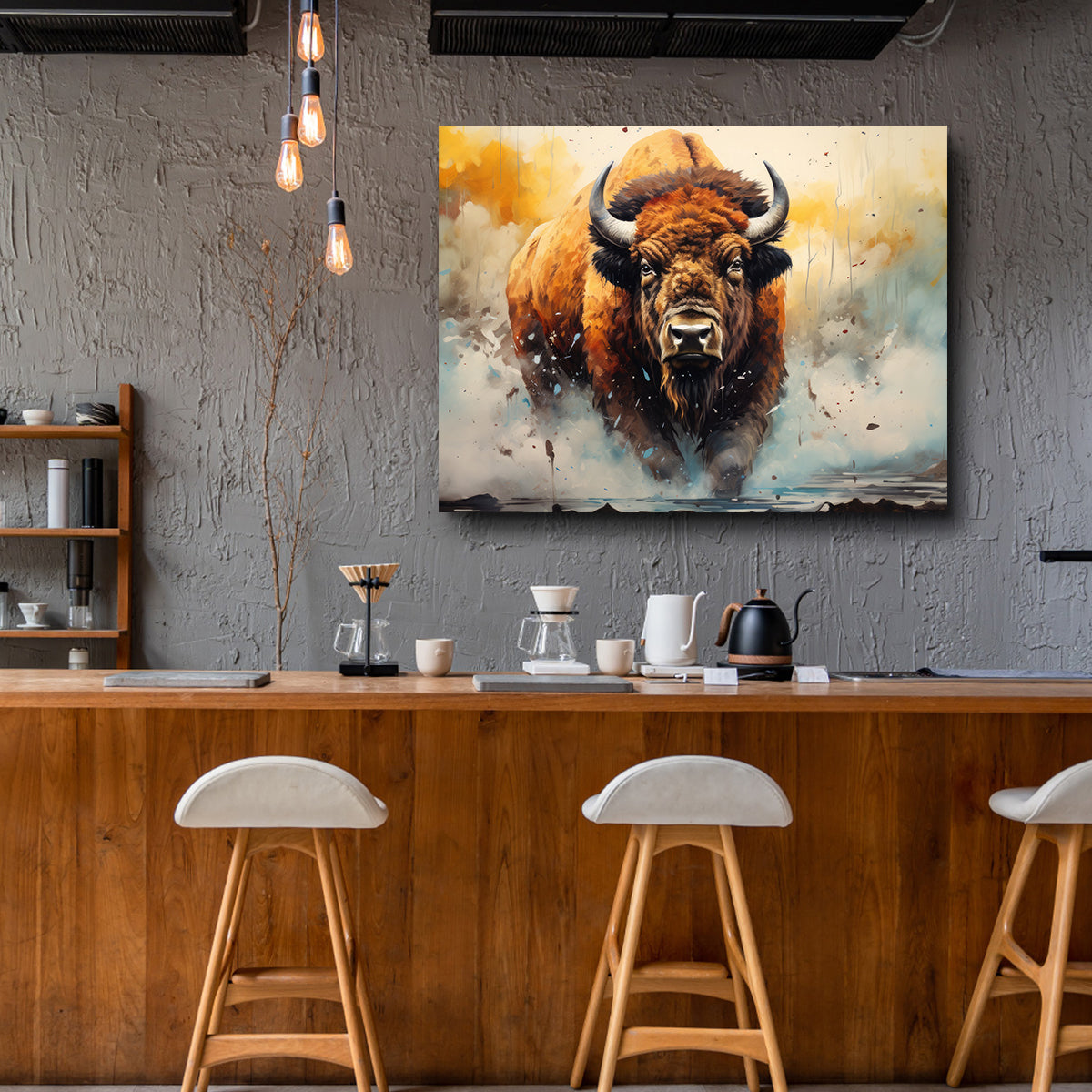 Stunning American Bison Watercolor Wall Art for Home Decor