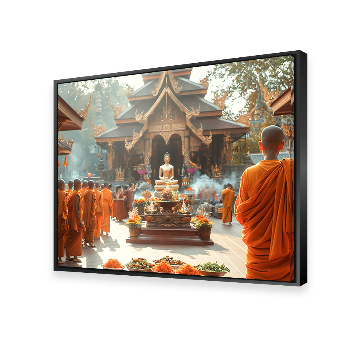 Exquisite Monks in Saffron Robes Wall Art