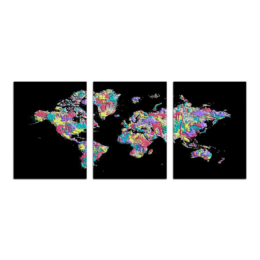 Stunning Pop Art World Map - Black Wall Art for Modern Spaces