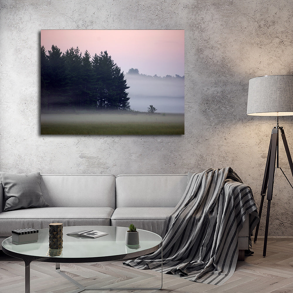 Enchanting Misty Wisconsin Morning Castle Rock Lake Wall Art - Museum-Quality Canvas