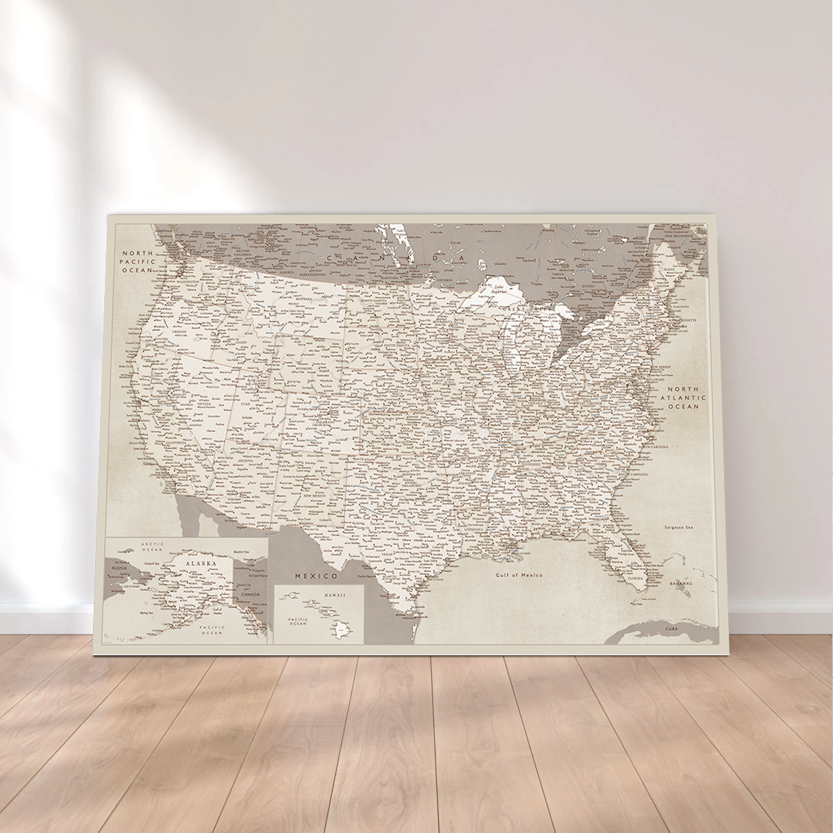 Stunning Sepia US Map Wall Art for Your Home Decor