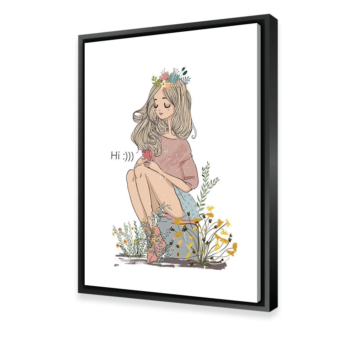 Charming Cartoon Flower Girl Wall Art for Stunning Decor