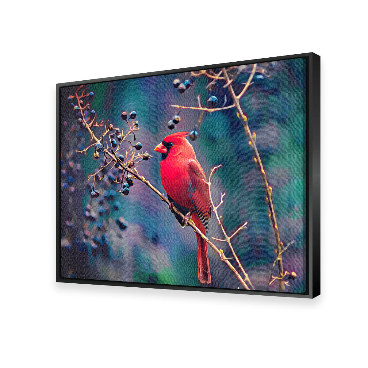 Stunning Cardinal and Berries Wall Art by Denise Dundon