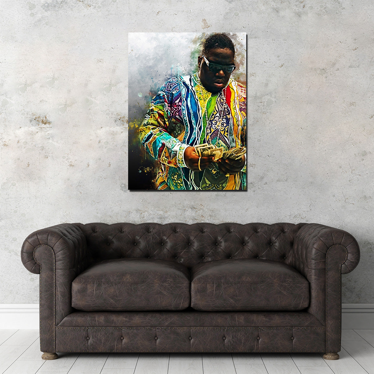 Biggie Counting Cash - Premium Handmade Canvas Print