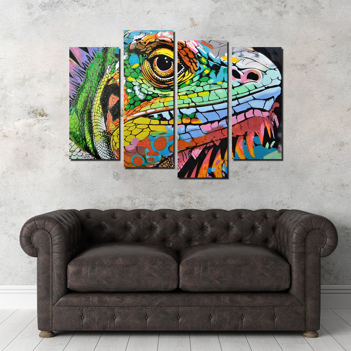 Stunning Iguana Graffiti Wall Art by Stephen Chambers
