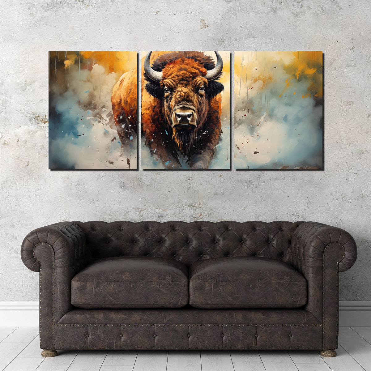 Stunning American Bison Watercolor Wall Art for Home Decor
