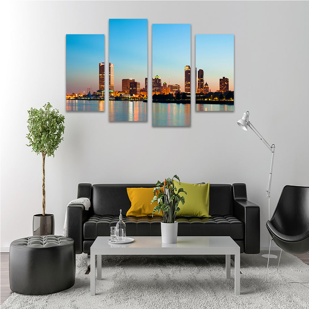 Breathtaking Milwaukee Skyline at Twilight Wall Art for Stunning Decor
