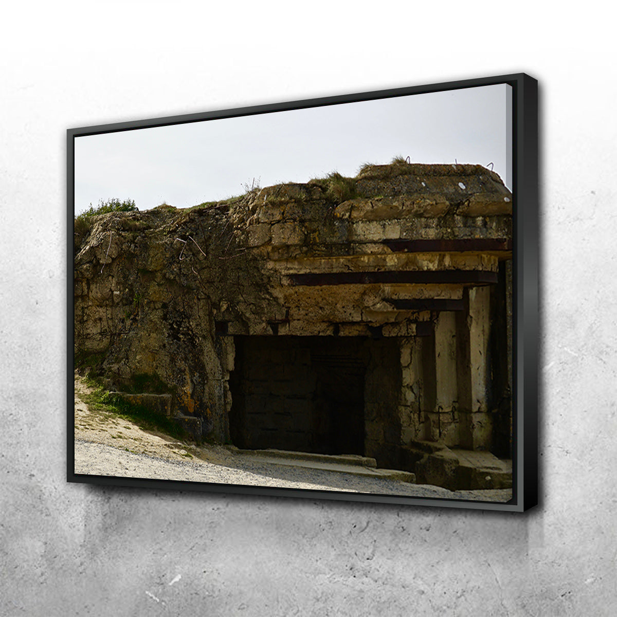 Pointe du Hoc German Bunker Wall Art by David Campbell - Museum-Quality Canvas on Sustainable Pine Frames