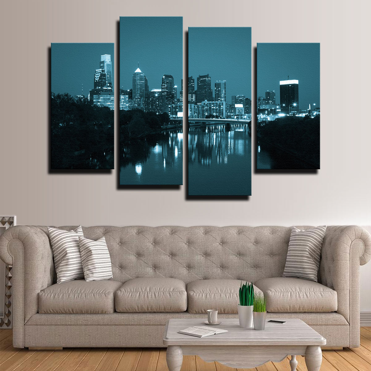 Stunning Night View of Philadelphia Wall Art for Home Decor