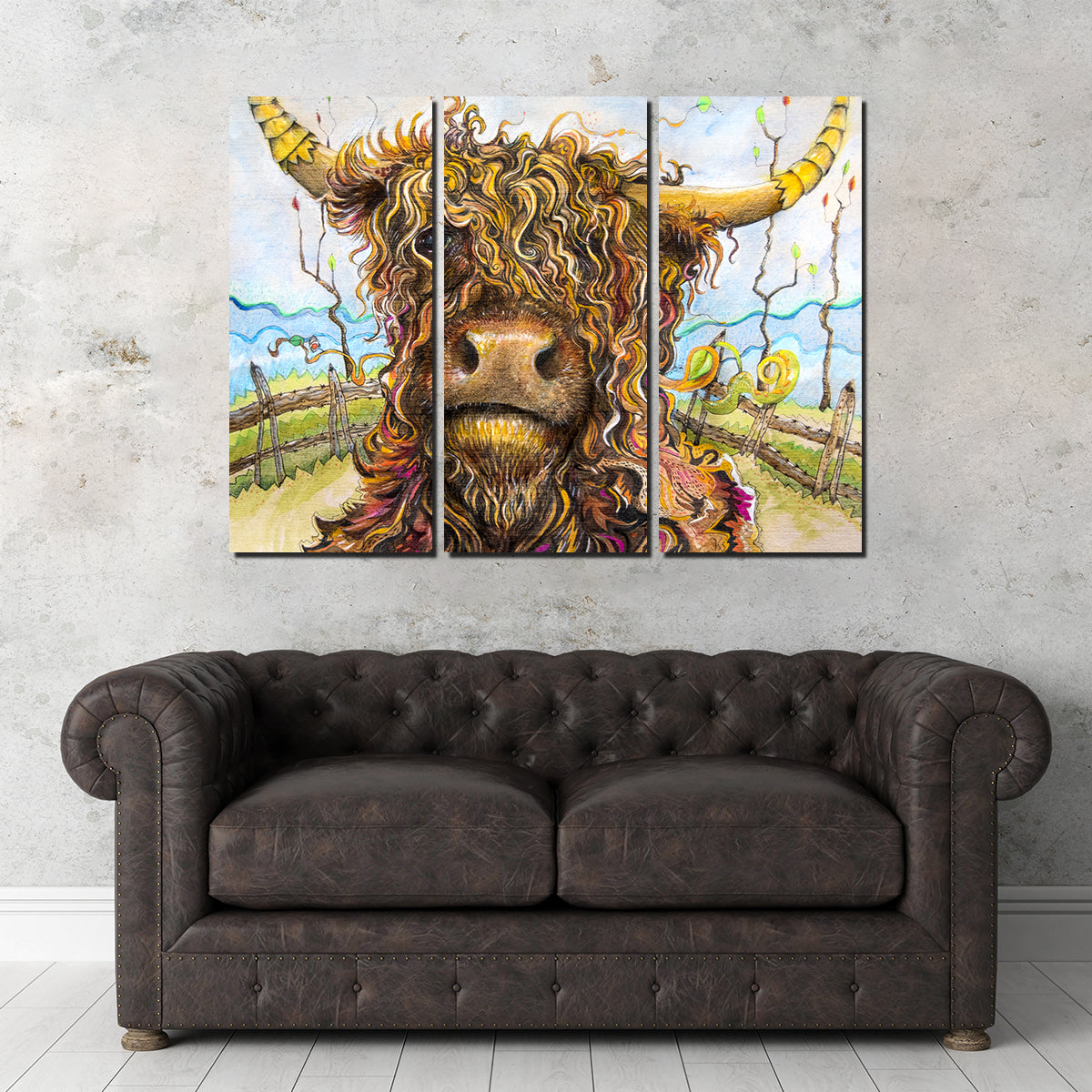 Exquisite Highland Cow Art Canvas Wall Art for Home Decor